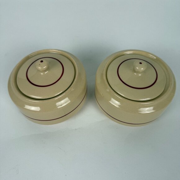 Set of 2 Shenango China Inca Ware Restaurant Southwest Tan Stripe Sugar Bowl USA - Picture 2 of 8